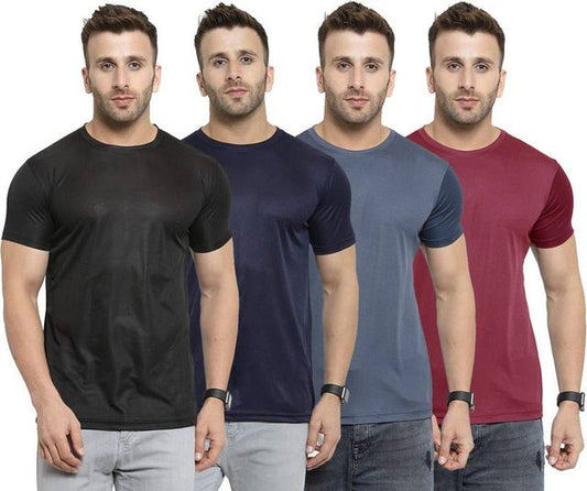 4-T-Shirt Combo Pack for Men – Premium Cotton Round Neck (Black, Navy, Blue, Maroon)