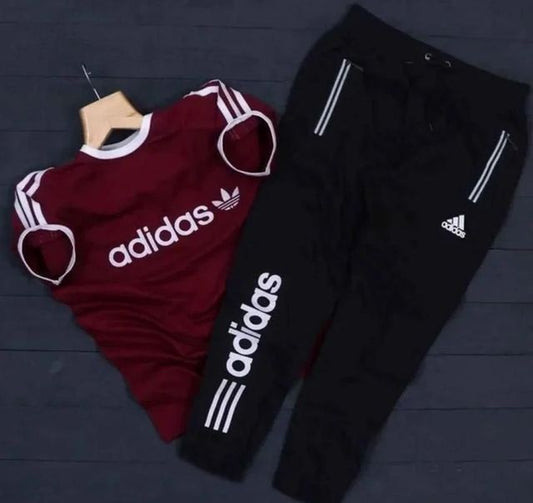 Adidas summer tracksuit – Maroon & Black Edition