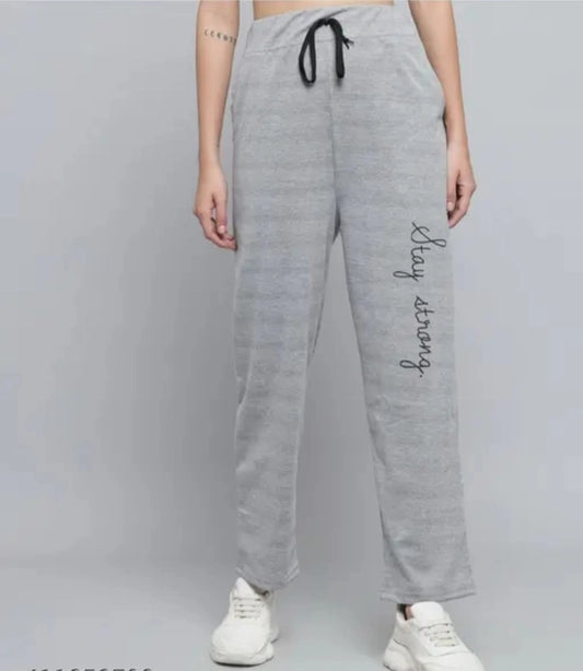 Cotton Blend Straight Fit Trouser for Women (Grey)