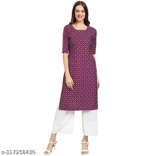 Crepe Printed Kurti for Women (Maroon)